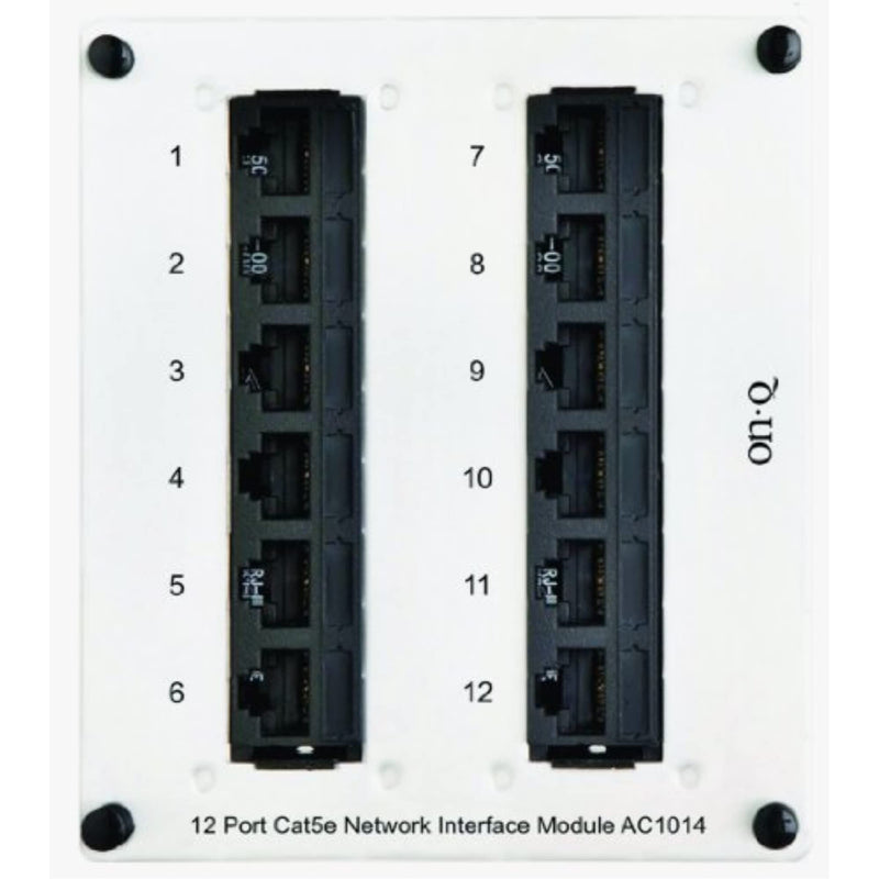 Legrand - OnQ 8 Port Cat 5e Network Interface Module, RJ45 Network Switch, High-Density Mini Patch Panel, Keystone Ports Labeled 1 Through 12, Grey, AC1014