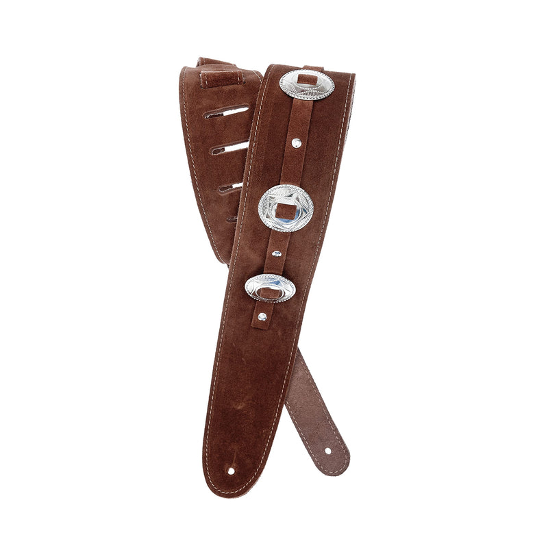 D'Addario Accessories Leather Guitar Strap Conchos Brown