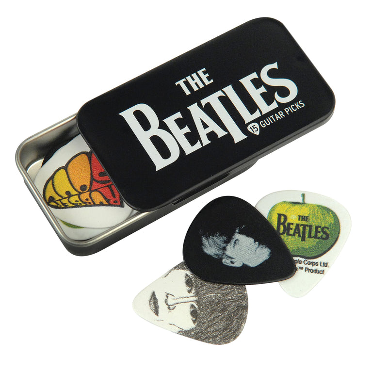 [AUSTRALIA] - D'Addario Accessories Beatles Guitar Picks - The Beatles Collectable Guitar Picks - Picks with Tin, 15 Pack, Logo Collectible Tin/Picks 