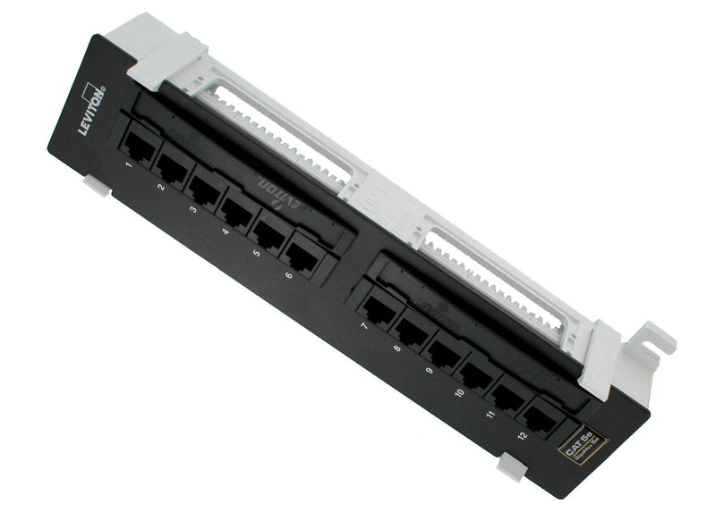 Leviton Cat 5e Flat 12-Port Patch Block, 5G596-U89, Black 12 Port