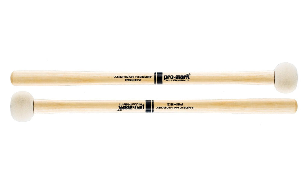 ProMark Bass Drum Mallets - Performer Series - Extra Dense Felt Head - Ideal for 20-22 inch Bass Drums - American Hickory Handles - Comfort Flare Grip - Exceptional Balance, Sound Projection - 1 Pair PSMB2