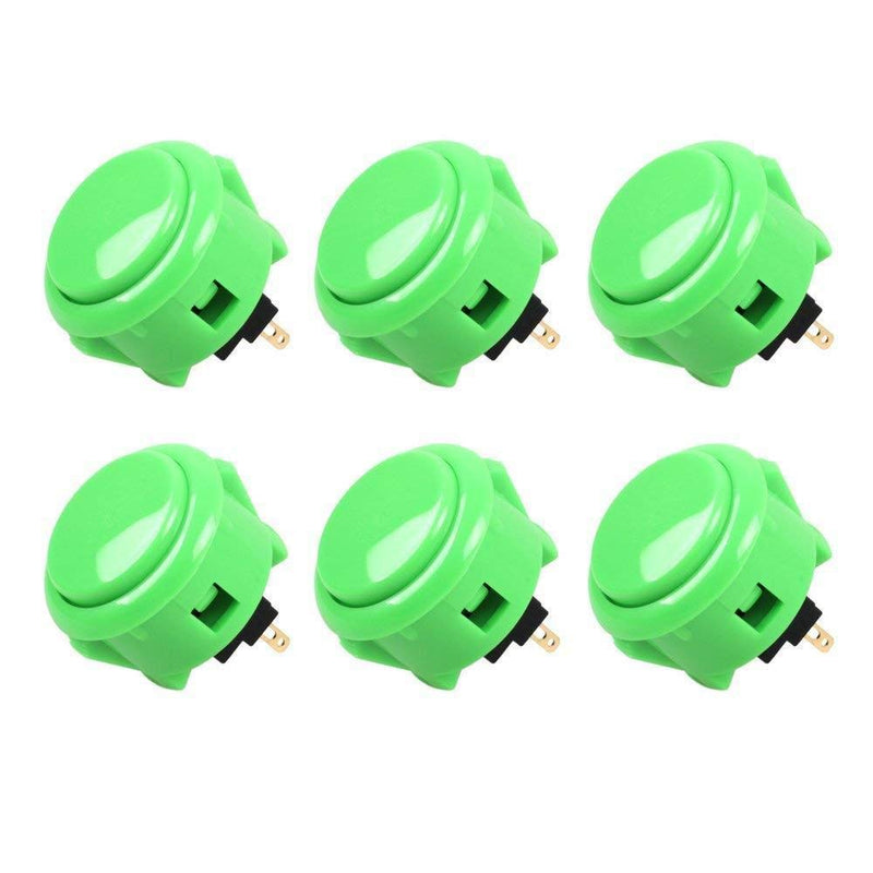 SANWA 6 pcs OBSF-30 Original Push Button 30mm - for Arcade Jamma Video Game & Arcade Joystick Games Console (Green) S@NWA Green