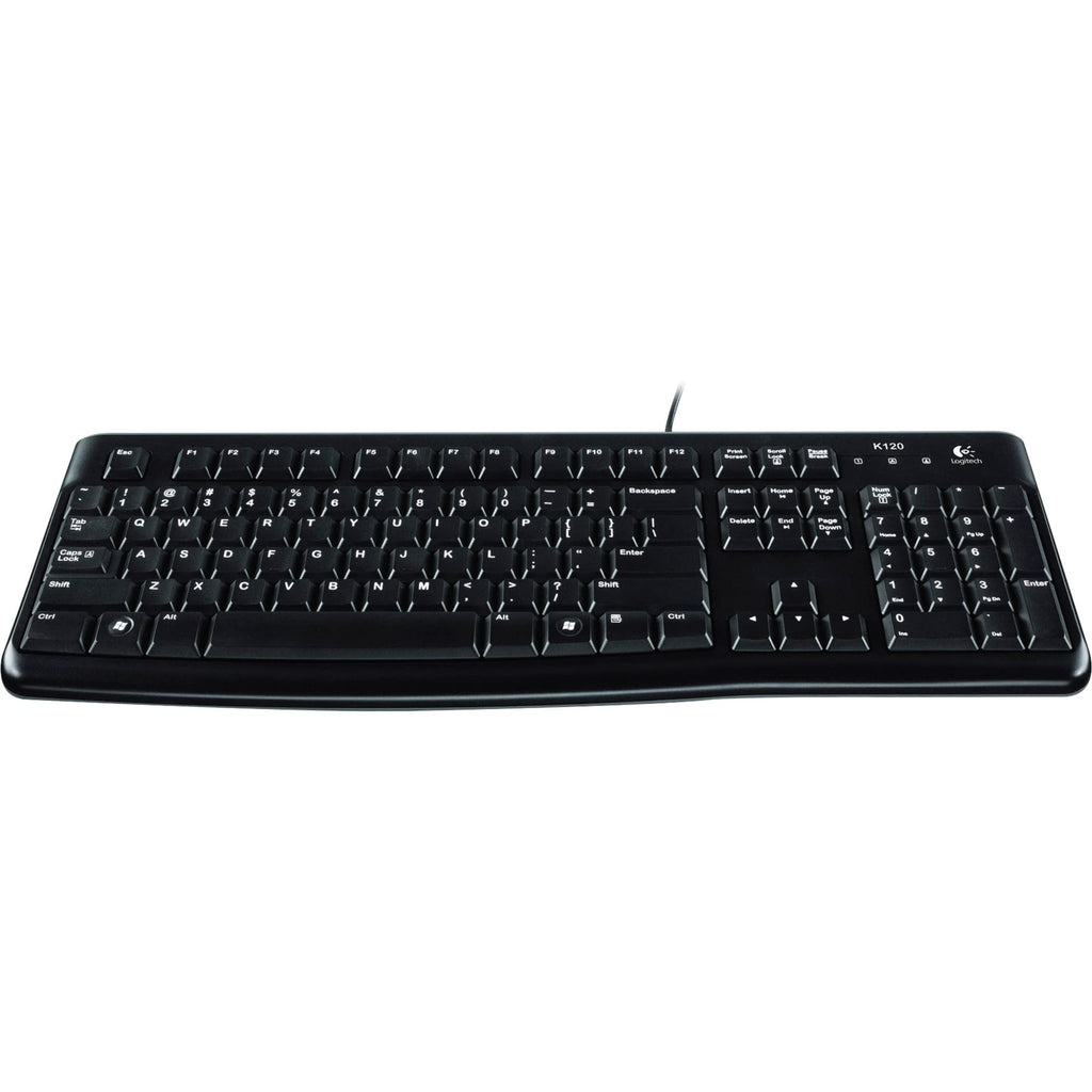 Logitech K120 Wired Keyboard for Windows, Plug and Play, Full-Size, Spill-Resistant, Curved Space Bar, Compatible with PC, Laptop - Black