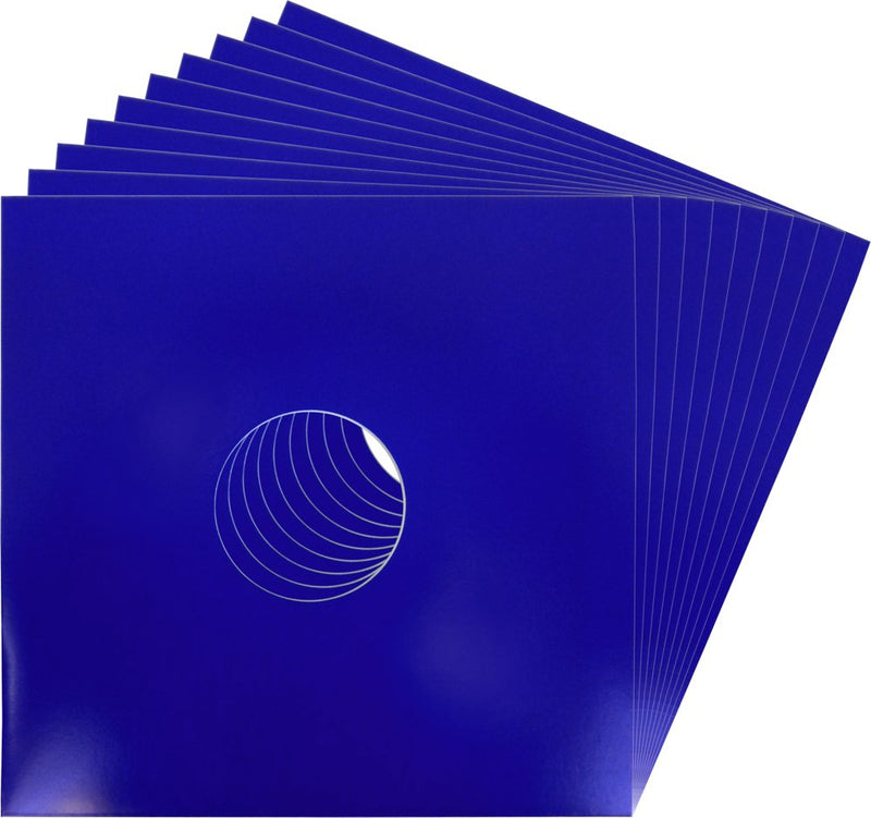 Square Deal Recordings & Supplies (10 Pack) 12 inch LP Blue Record Jacket Covers - with Hole to View Center Label - Protect Your Vinyl #12JWBLHH