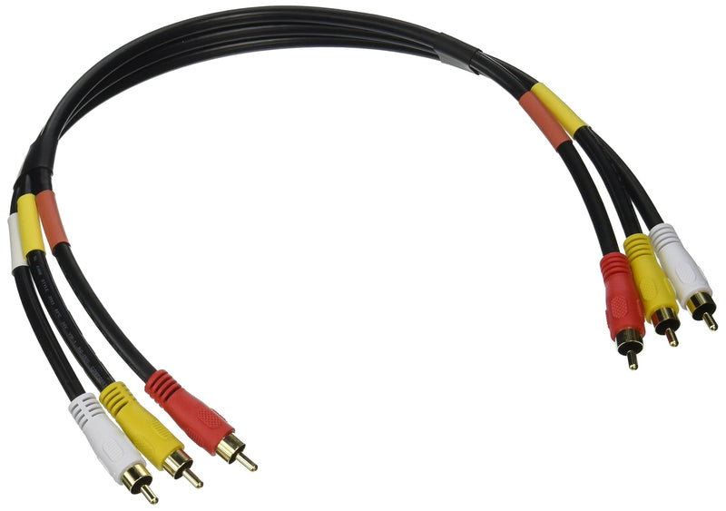 [AUSTRALIA] - Monoprice Video Cable - 1.5 Feet - Black | Triple RCA Stereo Video Dubbing Composite Cable, Gold Plated Connectors 