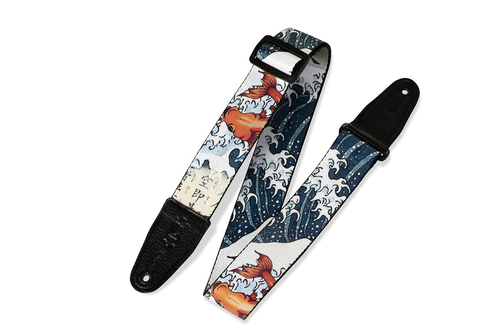 Levy's Leathers 2" Wide Polyester Guitar Strap Animal Koi Fish Wave