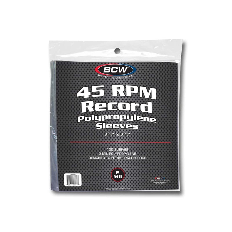 BCW 100 Vinyl 45 RPM 7" Record Poly Outer Record Sleeves | Album Covers | Crystal Clear | Record Covers | 2 Mil Thickness | Vinyl Record Storage | Dust and Scratch Protection | Vinyl Record Sleeves 1 Pack