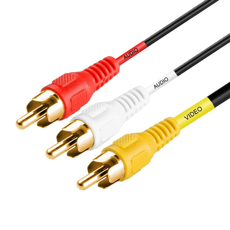 Cmple - 3-Male RCA to 3-Male RCA Composite Video Audio A/V AV Cable Gold Plated - 12 Feet 12FT Black