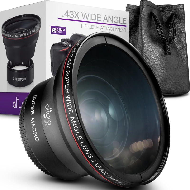 [AUSTRALIA] - 58MM 0.43x Altura Photo Professional HD Wide Angle Lens (w/Macro Portion) for Canon EOS 70D 77D 80D 90D Rebel T8i T7 T7i T6i T6s T6 SL2 SL3 DSLR Cameras 58MM 