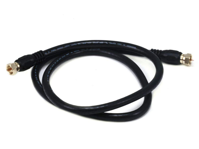 Monoprice RG6 Quad Shield CL2 Coaxial Cable with F Type Connector Black 3ft