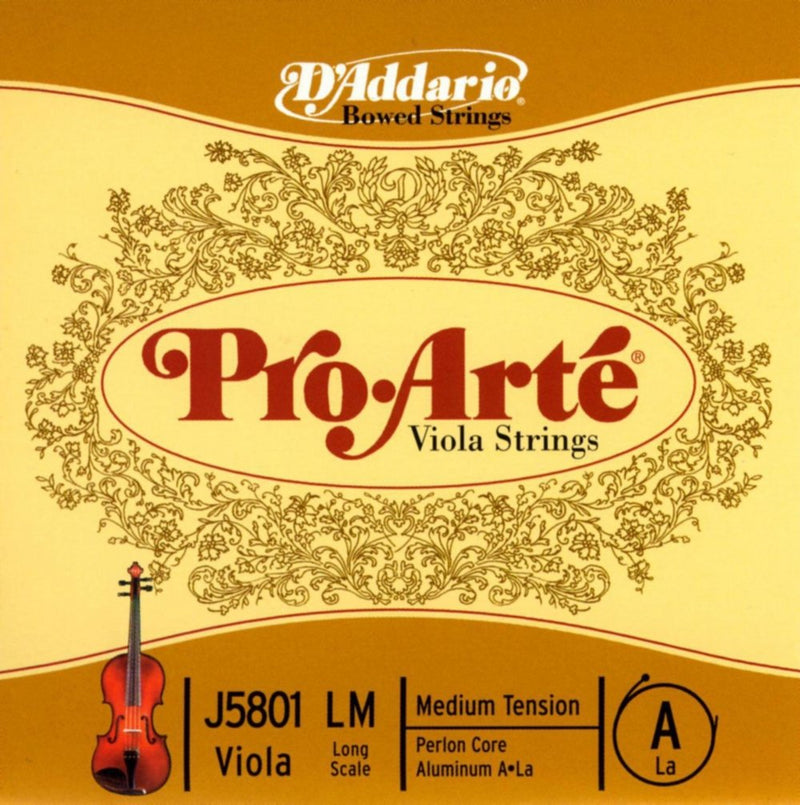 D'Addario Pro-Arte Viola Single A String, Long Scale, Medium Tension