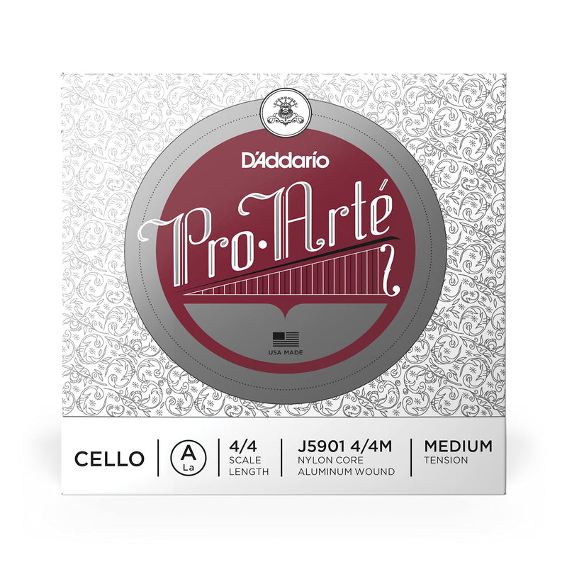 D'Addario Pro-Arte Cello Single A String, 4/4 Scale, Medium Tension