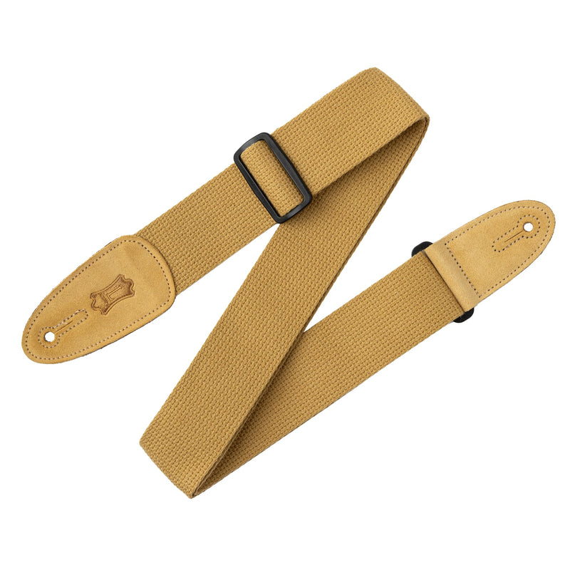 Levy's Leathers MC8-TAN 2" cotton guitar strap with suede ends and tri-glide adjustment. Adjustable to 58"; Tan 0