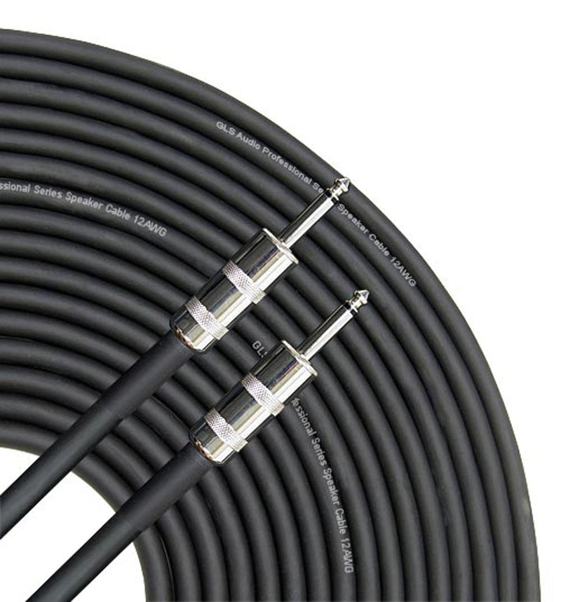 GLS Audio Speaker Cable 1/4 inch to 1/4 inch - 12 AWG Professional Bass/Guitar Speaker Cable for Amp - Black, 25 Ft. 25 feet