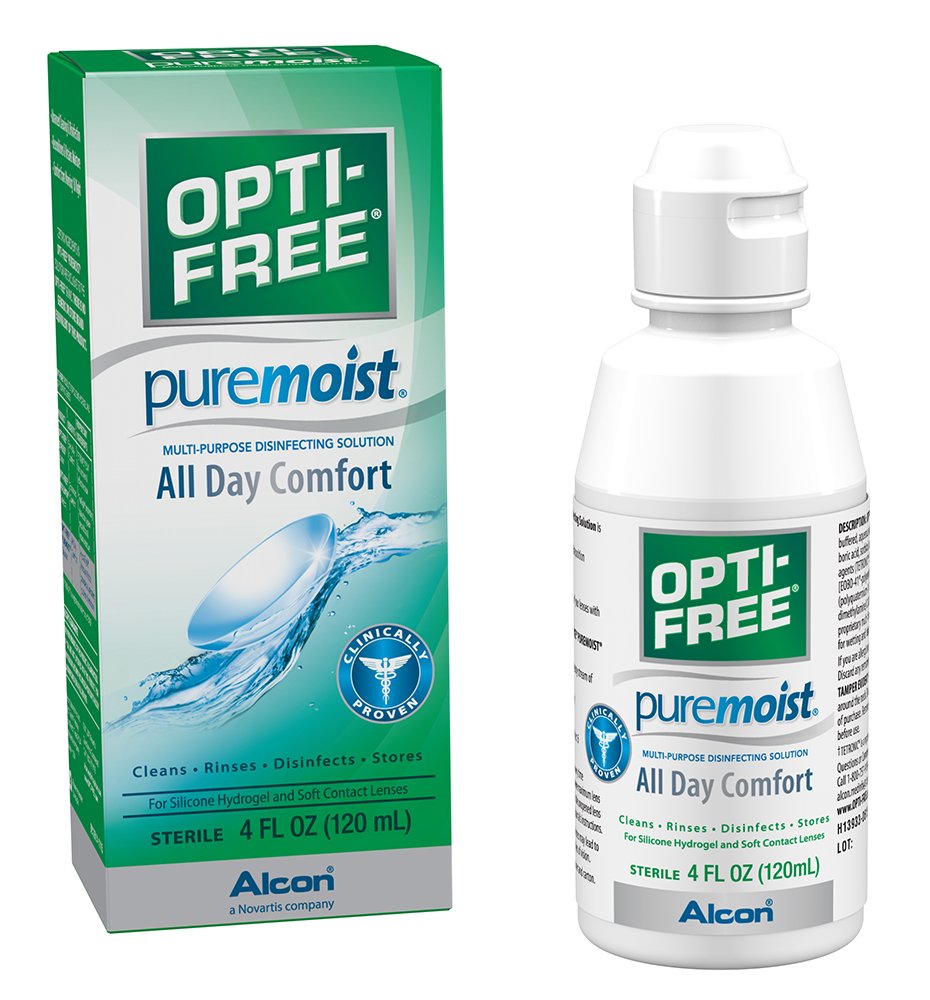 ALCON Opti-free Puremoist Multi-Purpose Disinfecting Solution, White, 4 Fl Oz 4 Fl Oz (Pack of 1)