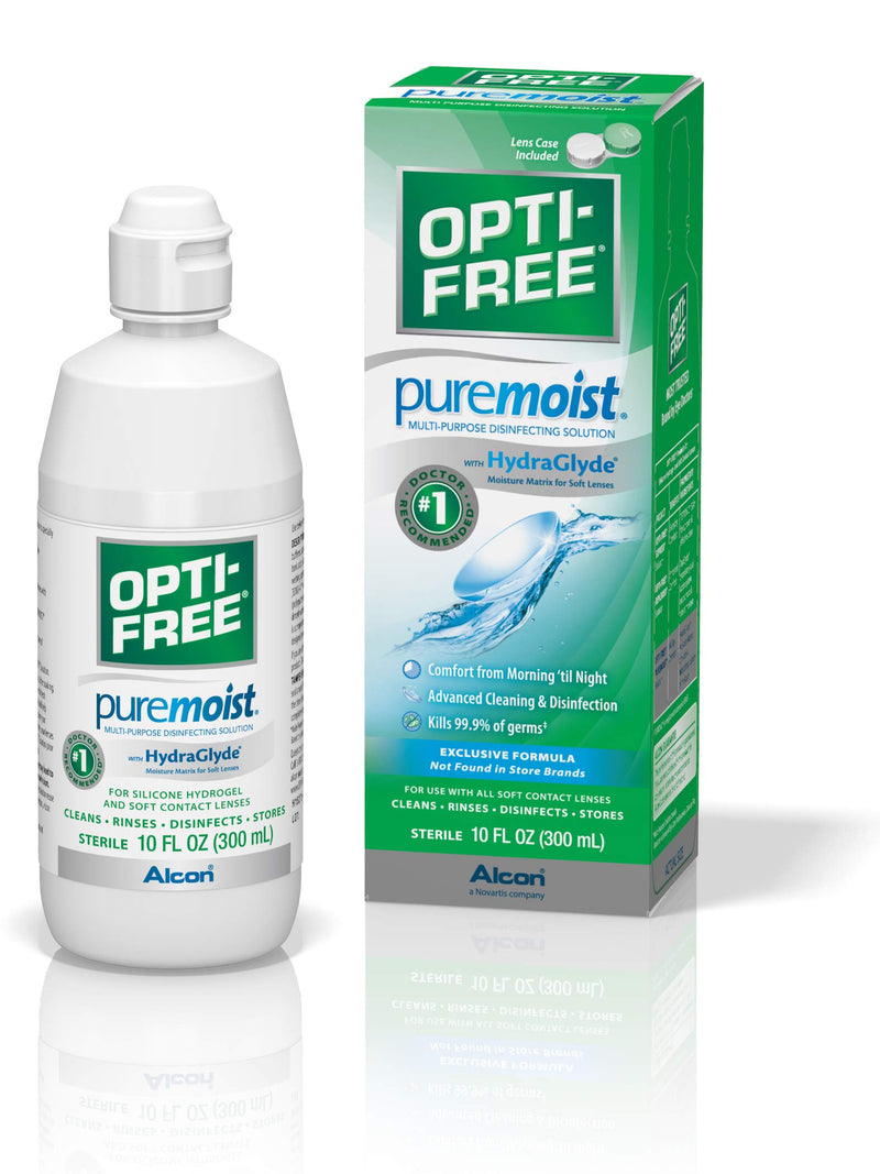 Opti-Free Puremoist Multi-Purpose Disinfecting Solution with Lens Case, 10-Ounces, 10 FL Oz (Pack of 1) 10 Fl Oz (Pack of 1)