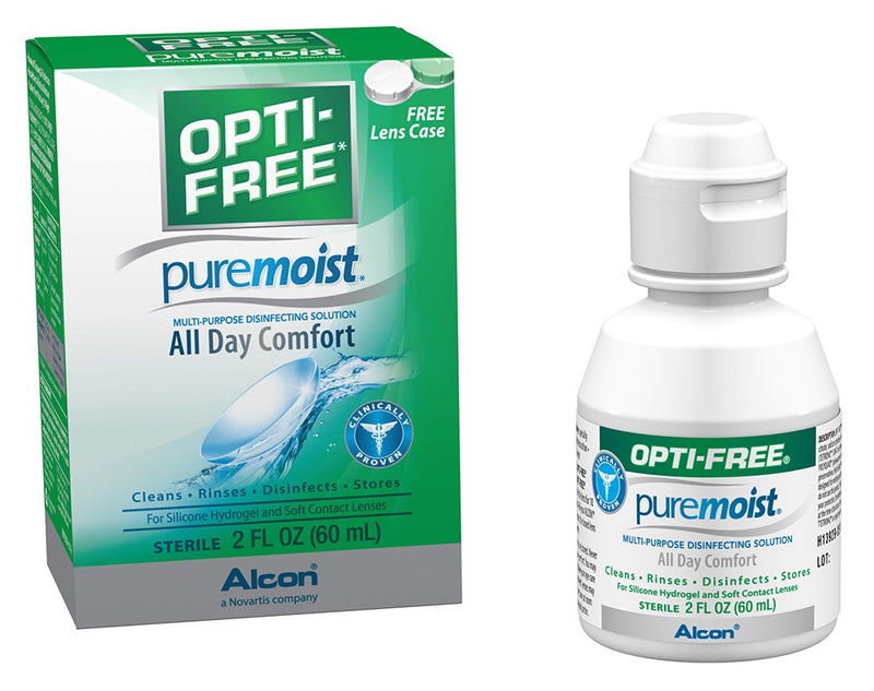 Opti-Free Puremoist Multi-Purpose Disinfecting Solution with Lens Case, (Packaging may vary), 2 Fl Oz (Pack of 1) 2 Fl Oz (Pack of 1)