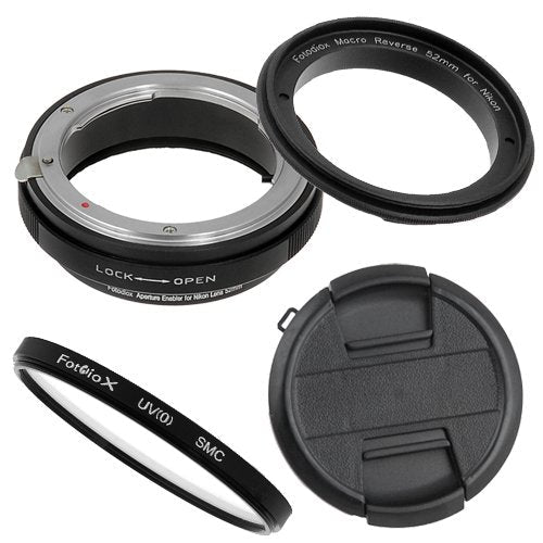 Fotodiox 52mm Macro Reverse Ring Kit for Nikon Cameras with G & DX Type Lens Aperture Control, UV Protector and Cap 52mm-Kit Macro Reverse Ring