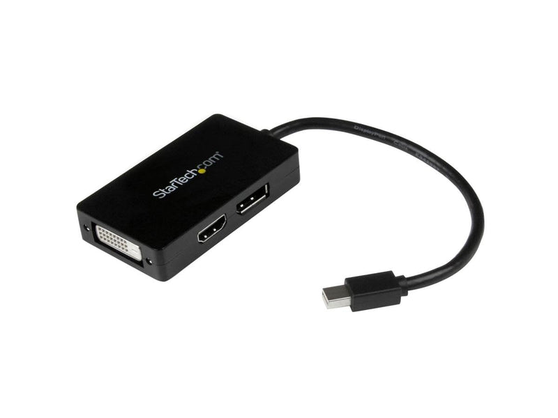 StarTech Travel Mini DisplayPort to DisplayPort, DVI or HDMI Adapter | mDP to DP 2560 x 1600, HDMI or DVI 1920 x 1200, Thunderbolt compatible, Compact, 3-in-1, Converter DisplayPort - DVI - HDMI (Black) DisplayPort Adapter
