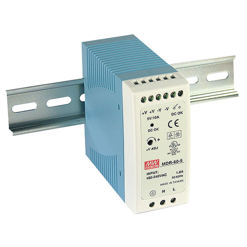 MEAN WELL MDR-60-5 AC to DC DIN-Rail Power Supply 5V 10 Amp 50W 1
