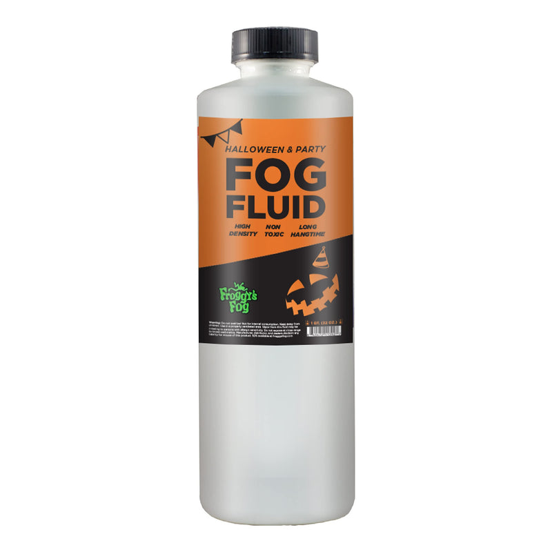 Froggy's Fog Halloween and Party Fog Fluid, High Output Long-Lasting Fog Juice for 400-1500 Watt Water-Based Fog Machines, Great for Pro and Home Haunters, Theatrical Effects, DJs, and More, 1 Quart