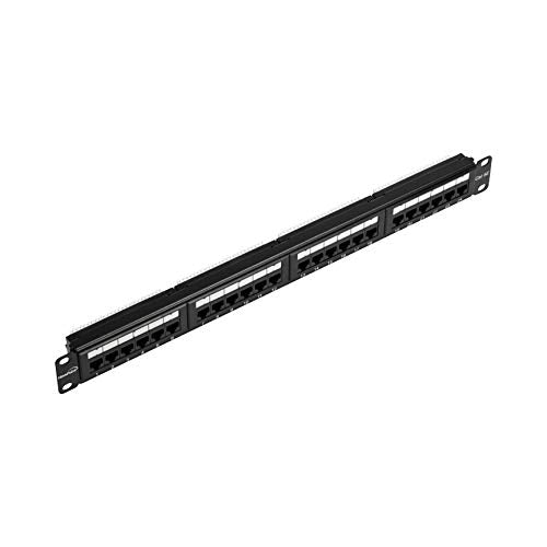 Navepoint 24-Port Cat5E UTP Unshielded Patch Panel for 19-Inch Wallmount Or Rackmount Ethernet Network 1U Black