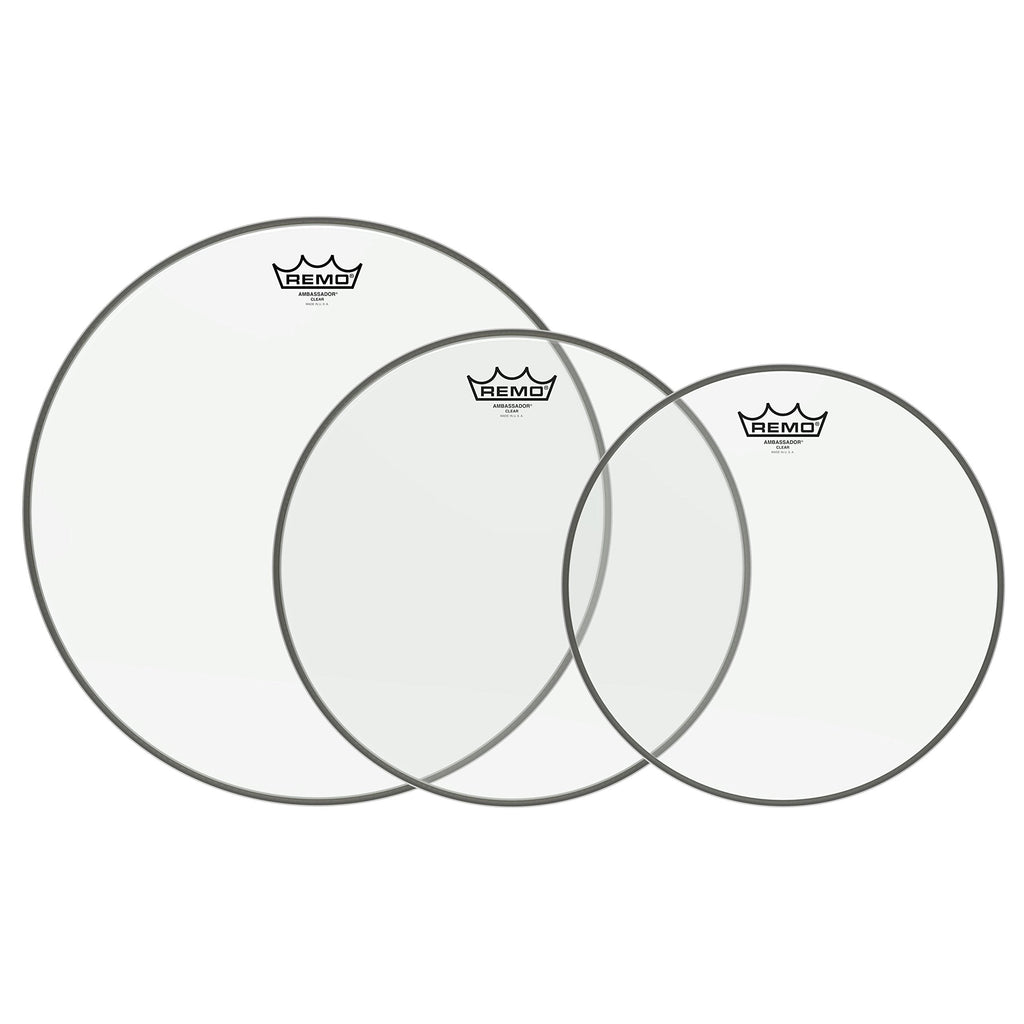 Remo PP-1190-BA Ambassador Clear Tom Drumhead Pack - 12", 13" & 16" 12", 13"&16" Ambassador Clear Pack