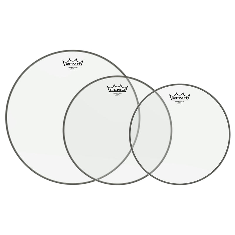 Remo PP-1190-BA Ambassador Clear Tom Drumhead Pack - 12", 13" & 16" 12", 13"&16" Ambassador Clear Pack