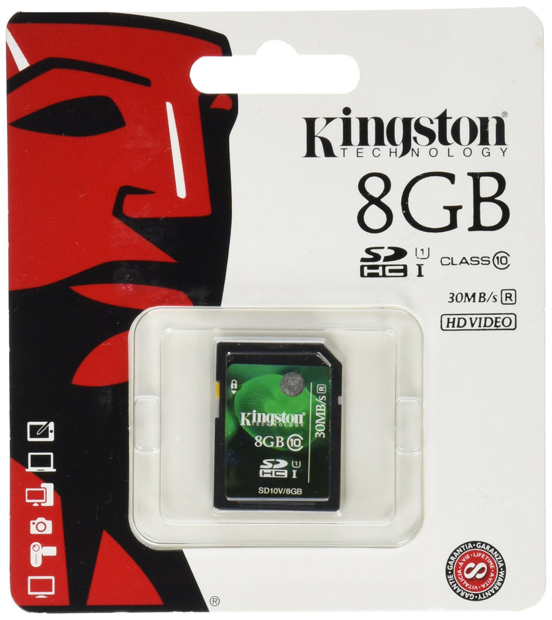 Kingston Digital 8 GB SDHC/SDXC Class 10 UHS-1 Flash Memory Card 30MB/s (SD10V/8GB) 8GB