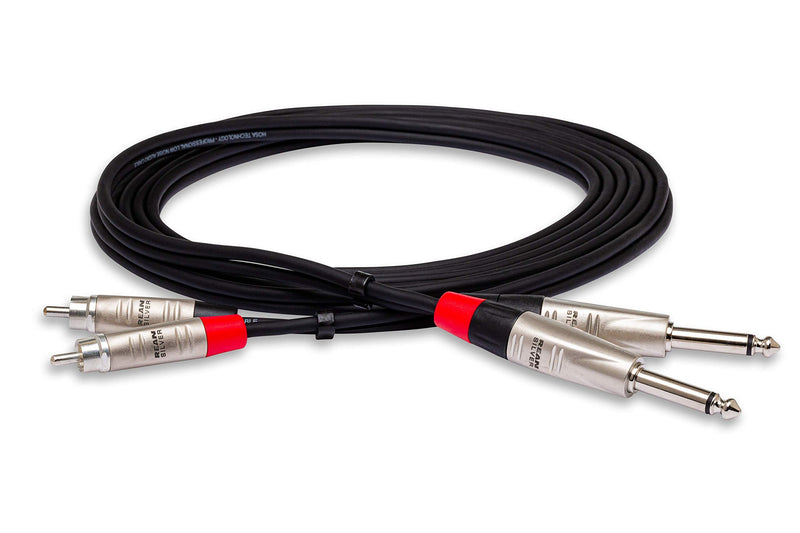 Hosa HPR-005X2 Pro Stereo Interconnect, Dual REAN 1/4 Inch TS to RCA, 5 Feet