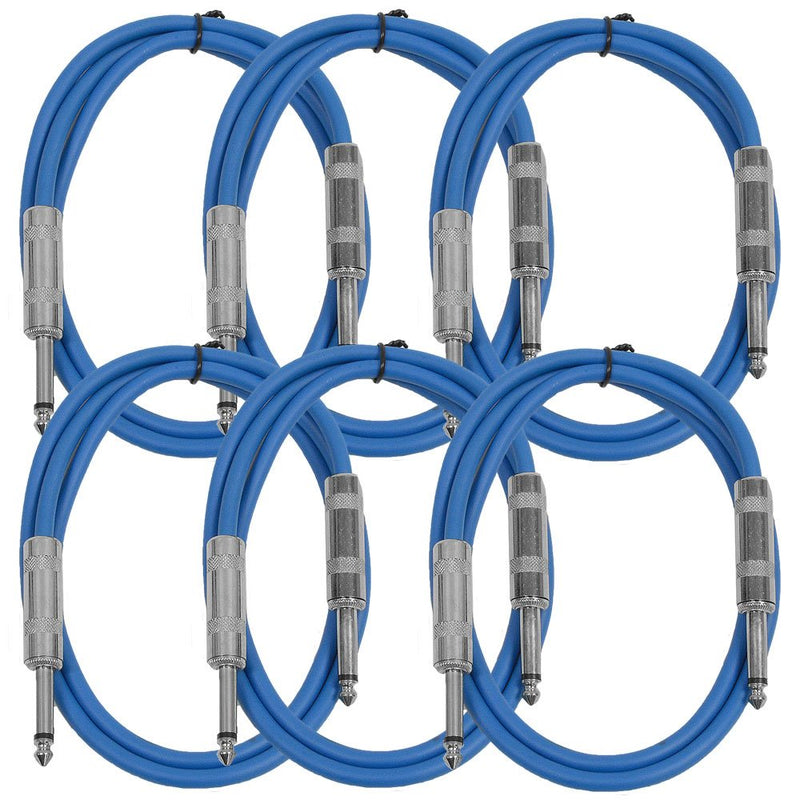 Seismic Audio Speakers Guitar Cables, TS ¼” Guitar Cables, Blue, 3 Feet 3 Foot