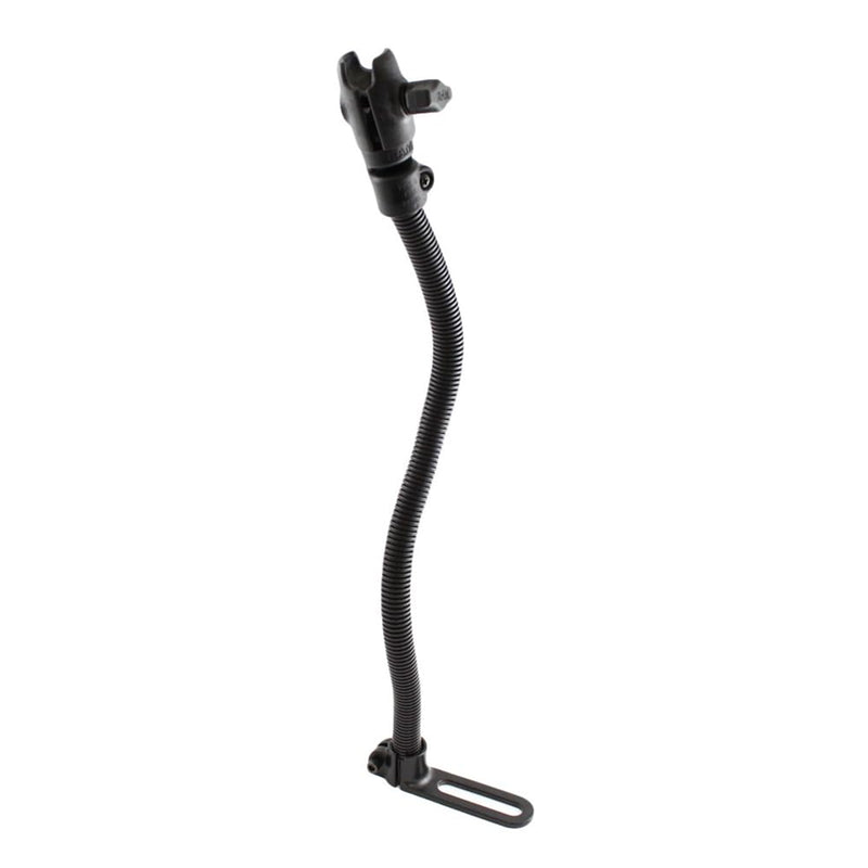 RAM MOUNTS No-Drill Vehicle Mount with Flexible Rod and B Size Ball | Seat rail base with 18" aluminum rod, B Size 1" ball and Pod I mount for phone, tablet and device holders Standard Packaging