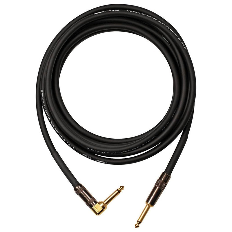 Mogami PLATINUM GUITAR-06R Instrument Cable, Gold 1/4" TS Right Angle to Straight Plug, 6 ft. 6 Foot