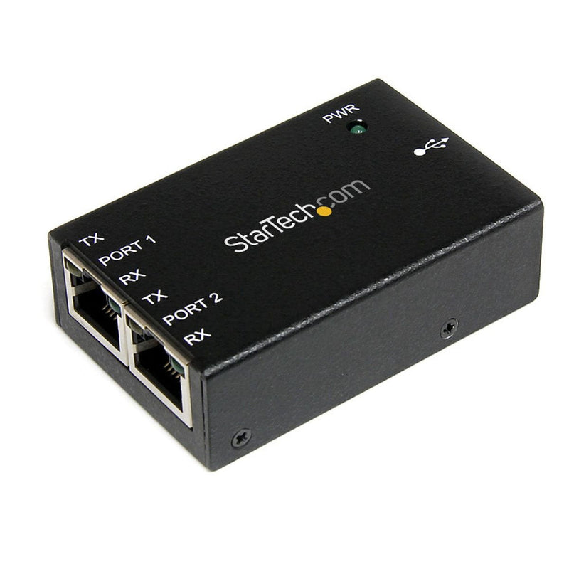 StarTech.com USB to Serial Adapter - 2 RJ45 Ports - Wall Mount - COM Port Retention - FTDI - USB to Serial RS232 Adapter (ICUSB2322RJ),Black