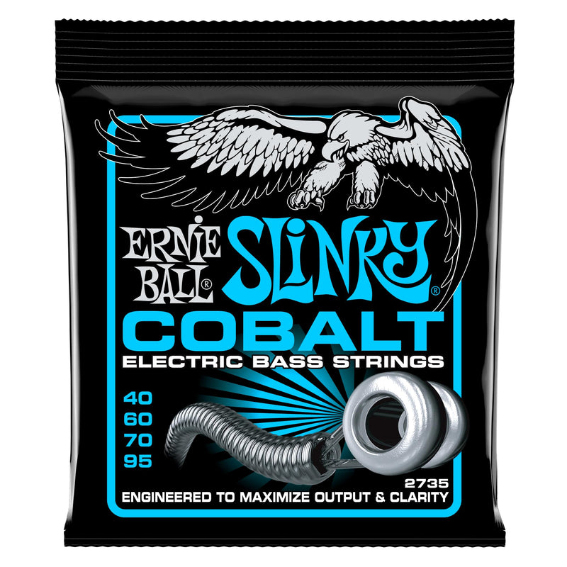 Ernie Ball Extra Slinky Cobalt Bass Guitar Strings, 40-95 Gauge (P02735) Extra (40-95) 4-String