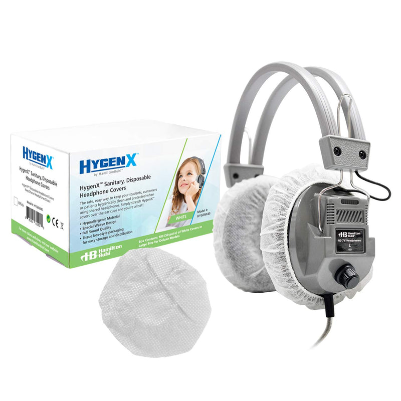 [AUSTRALIA] - HamiltonBuhl - HECHYGENX45 HygenX Sanitary Ear Cushion Covers for Over-Ear Headphones & Headsets - 50 Pair 6" x 4.5" x 4.5" White 