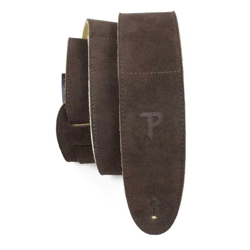 [AUSTRALIA] - Perri's Leathers Suede Guitar Strap with Sheepskin Pad, Anti-Slip, Adjustable 41"–56", Compatible with All Guitars Brown 