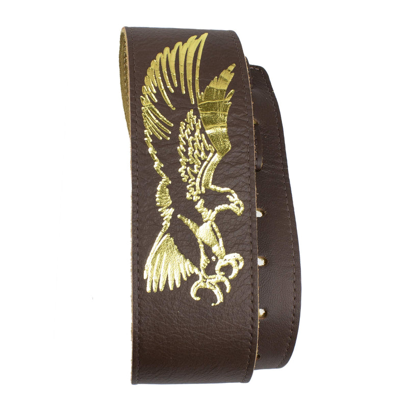 [AUSTRALIA] - Perri's Leathers, Banjo Flying Eagle Guitar Strap, Polyester and Plastic Combined, Brown, Foil Embosed, Anti-Slip, Classic, Suitable for Each Level, Standard, Compatible with All Button Lock Systems 44.5" to 53" Flying Eage Brown 