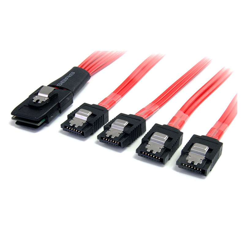 StarTech 1m Internal Mini SAS to SATA Cable (SAS8087S4100) | SFF-8087 to 4x Latching SATA