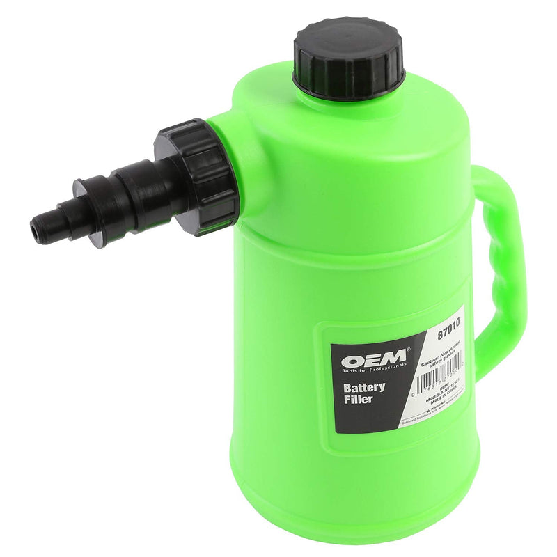 [AUSTRALIA] - OEMTOOLS 87010 Battery Filler, 2 Liter Battery Water Filler, Distilled Water Jug with Auto Shutoff Nozzle, Spill Prevention, Heavy Duty Polyethylene Container 