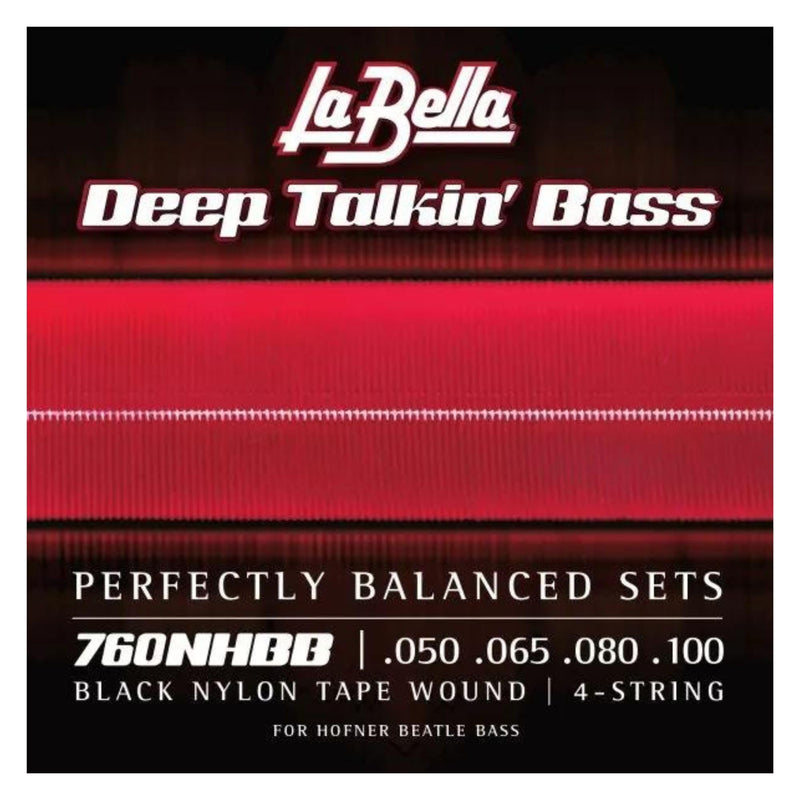 La Bella 760NHBB “Beatle”Deep Talkin Bass Black Nylon Tape Wound 4- String 50-100