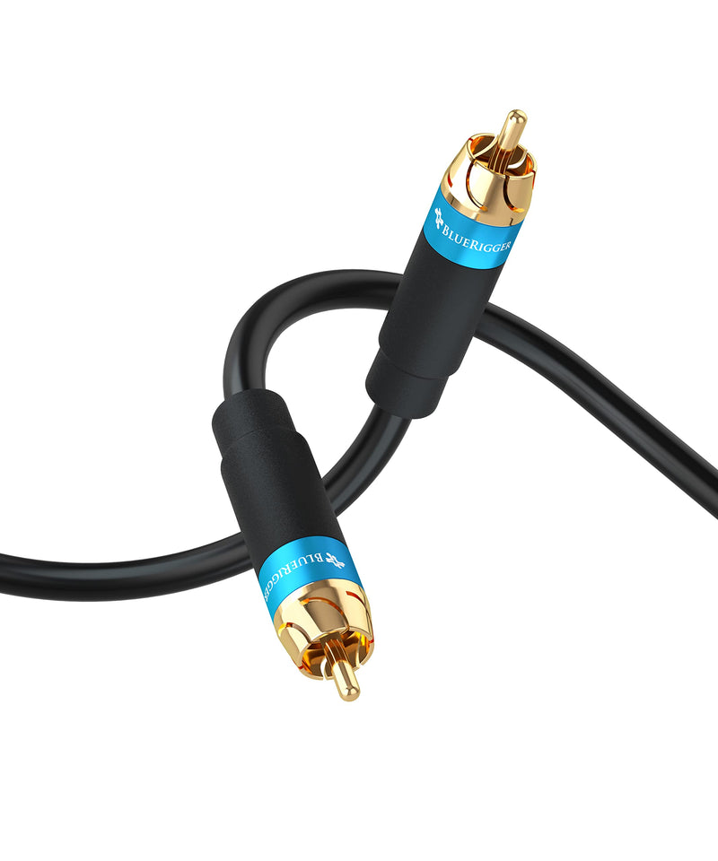 BlueRigger RCA Audio Subwoofer Cable (8FT, Dual Shielded, Gold Plated RCA to RCA Connectors) – for Subwoofer, Amplifier, Home Theater 8FT Black