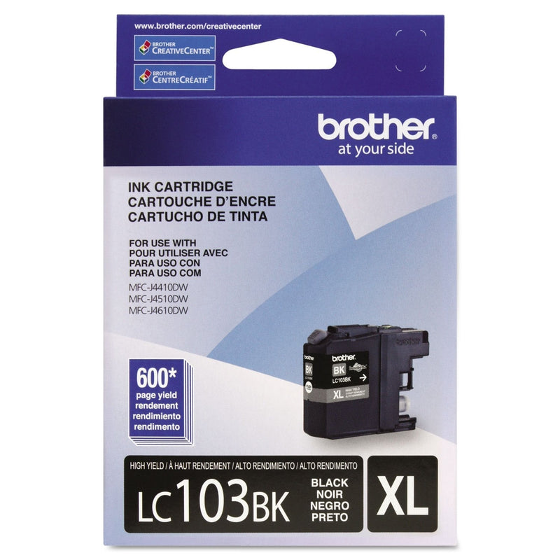 Brother Genuine High Yield Black Ink Cartridge, LC103BK, Replacement Black Ink, Page Yield Up to 600 Pages, Amazon Dash Replenishment Cartridge, LC103, 1 OEM Cartridge 1 Count (Pack of 1)