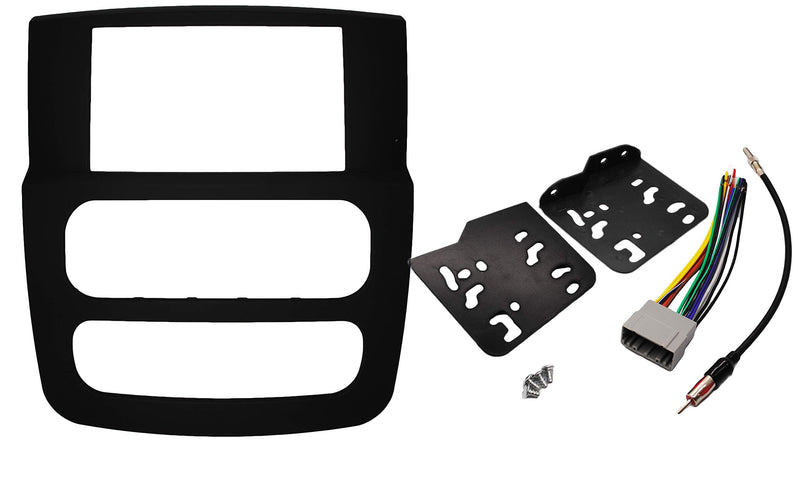 Double Din Navigation Bezel Kit, Black | Compatible with Dodge Ram 1500, 2500 and 3500, 2002-2005