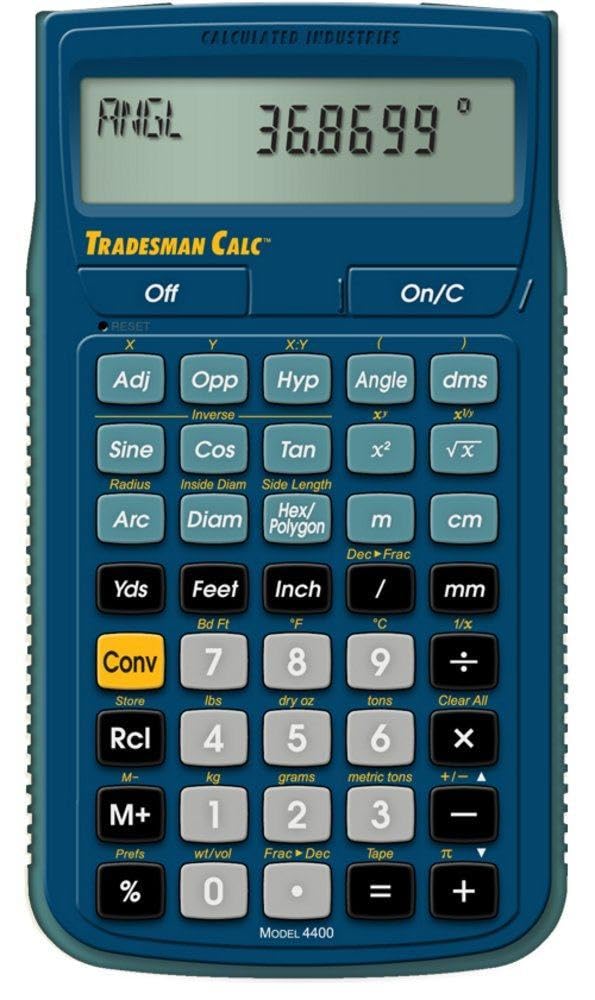 Calculated Industries 4400 TradesmanCalc Technical Trades Dimensional Trigonometry and Geometry Math and Conversion Calculator Tool for Tech Students, Welders, Metal Fabricators, Engineers, Draftsmen Small | Technical Trades, Dimensional Trigonometry a...