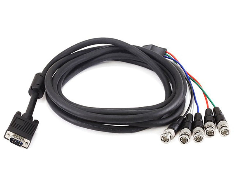 Monoprice 105544 VGA HD-15 to 5 BNC RGB Video Cable for HDTV Monitor cable - 10FT (Black) 10 Feet