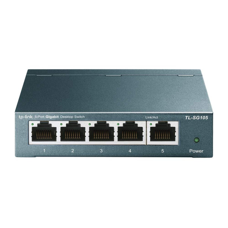 TP-Link TL-SG105, 5 Port Gigabit Unmanaged Ethernet Switch, Network Hub, Ethernet Splitter, Plug & Play, Fanless Metal Design, Shielded Ports, Traffic Optimization | Network Hub, Ethernet Splitter, Plug & Play, Fanless Metal Design, Shielded Ports, Tra...