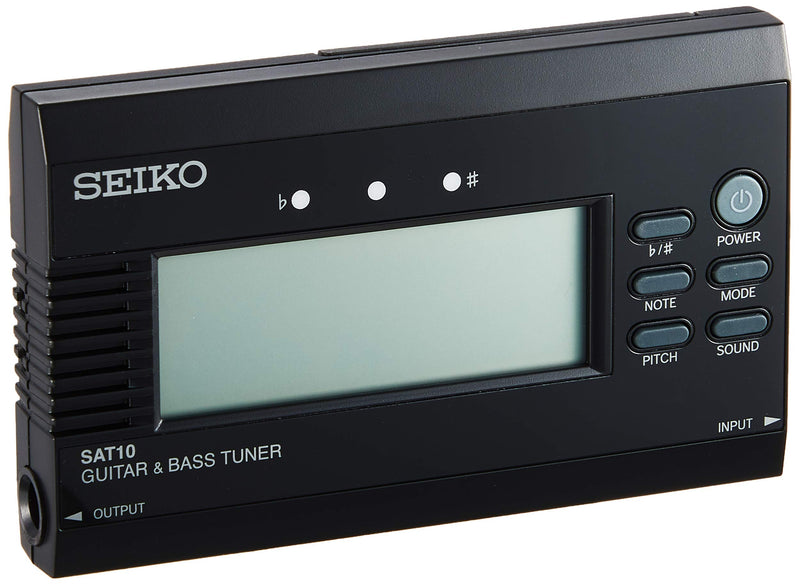 Seiko SAT10BE Stunning Guitar/Bass Tuner with Flat Tuning Function-Black Black
