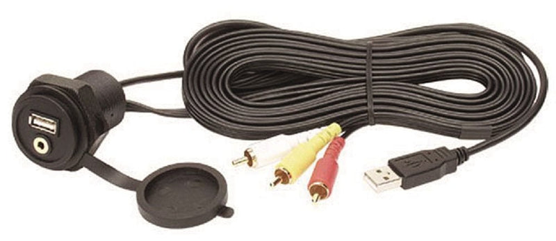 Clarion Corporation of America CCAUSBAV USB 2.0 Port and 3.5mm Audio/Video Mini-Jack with USB Extension Cable, Composite Audio/Video RCA Connectors and Integrated Cover Standard Packaging