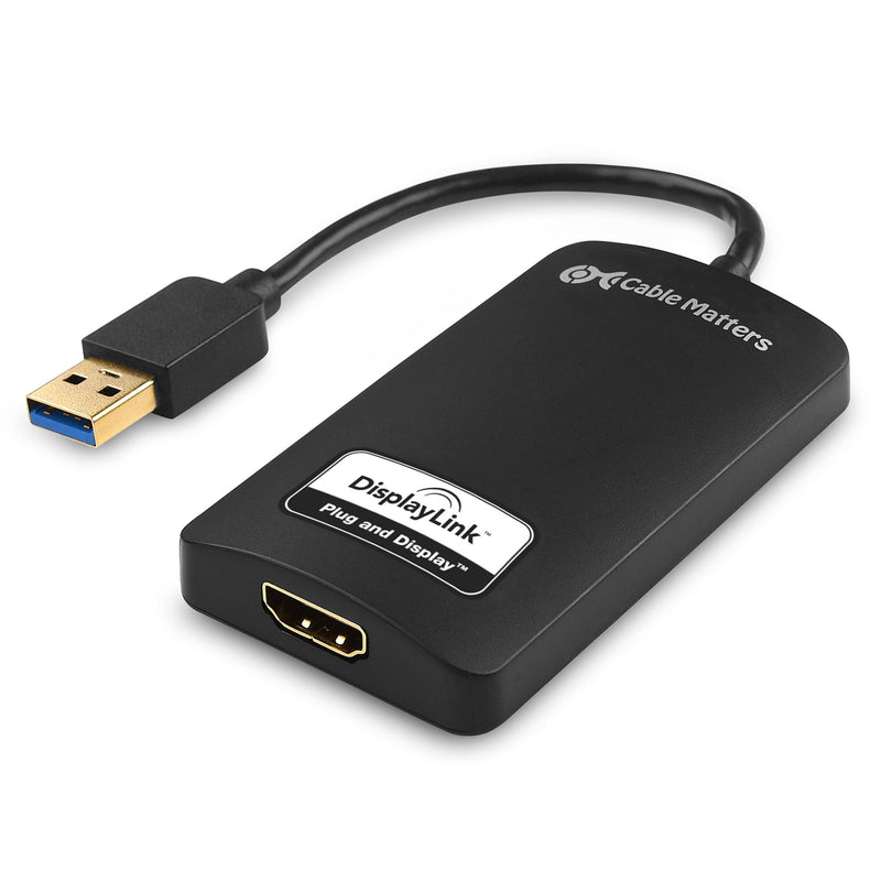 Cable Matters USB 3.0 to HDMI Adapter, USB to HDMI, Black | SuperSpeed USB 3.0, Compatible with Windows, up to 1440p